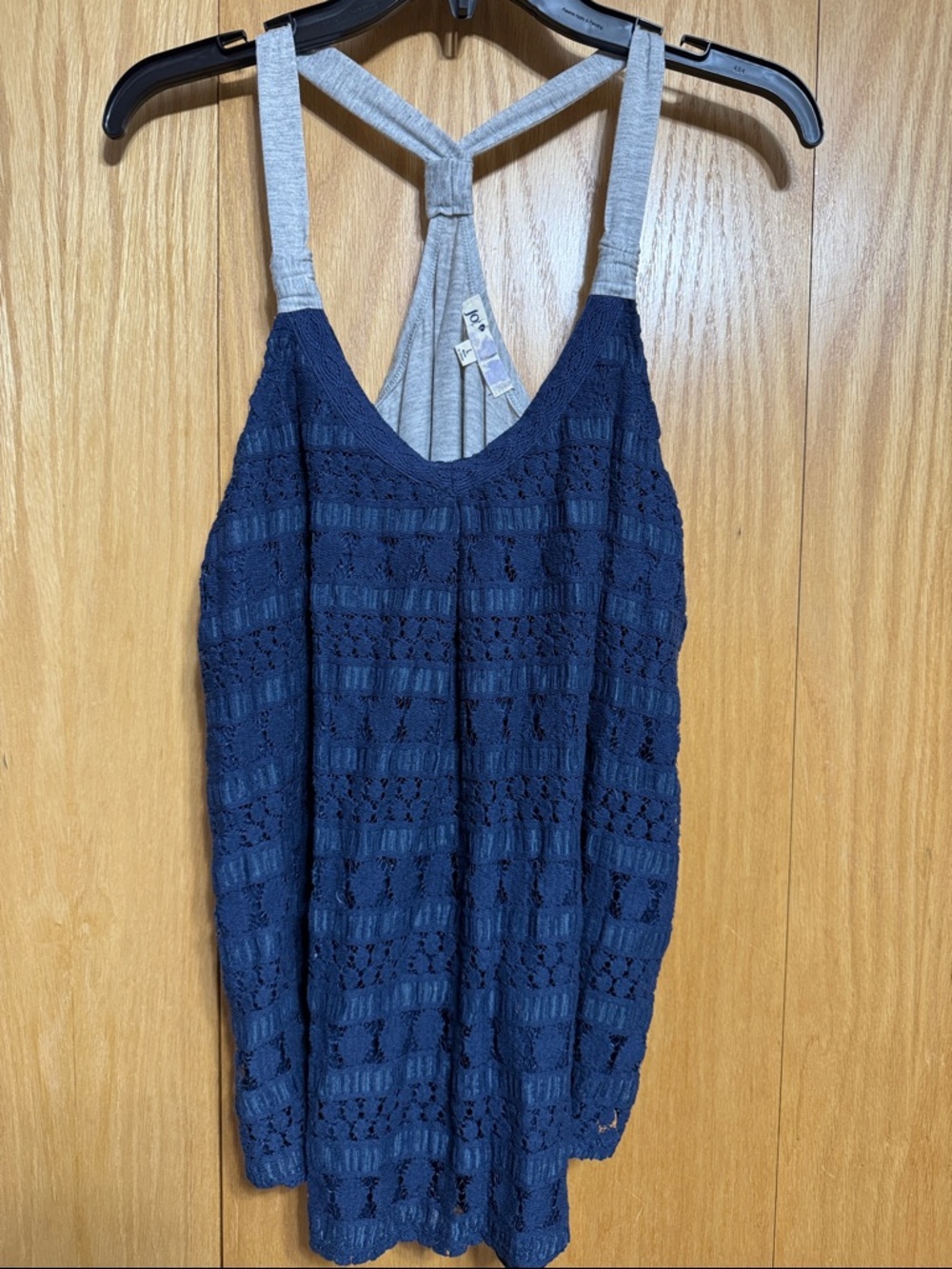 Jolt Navy Crochet Tank with Light Gray Racerback Straps